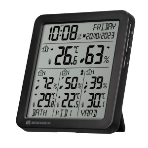 Bresser Thermo-Hygrometer Quadro Individio S 4er-Set Wetterstation mit Display für Temperatur und Luftfeuchtigkeit.