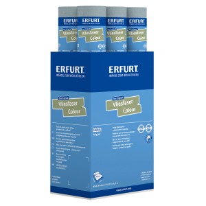 Erfurt Vliesfaser Colour 302-7 Hellblau, Rollen und Verpackung. Dekorative Tapete.