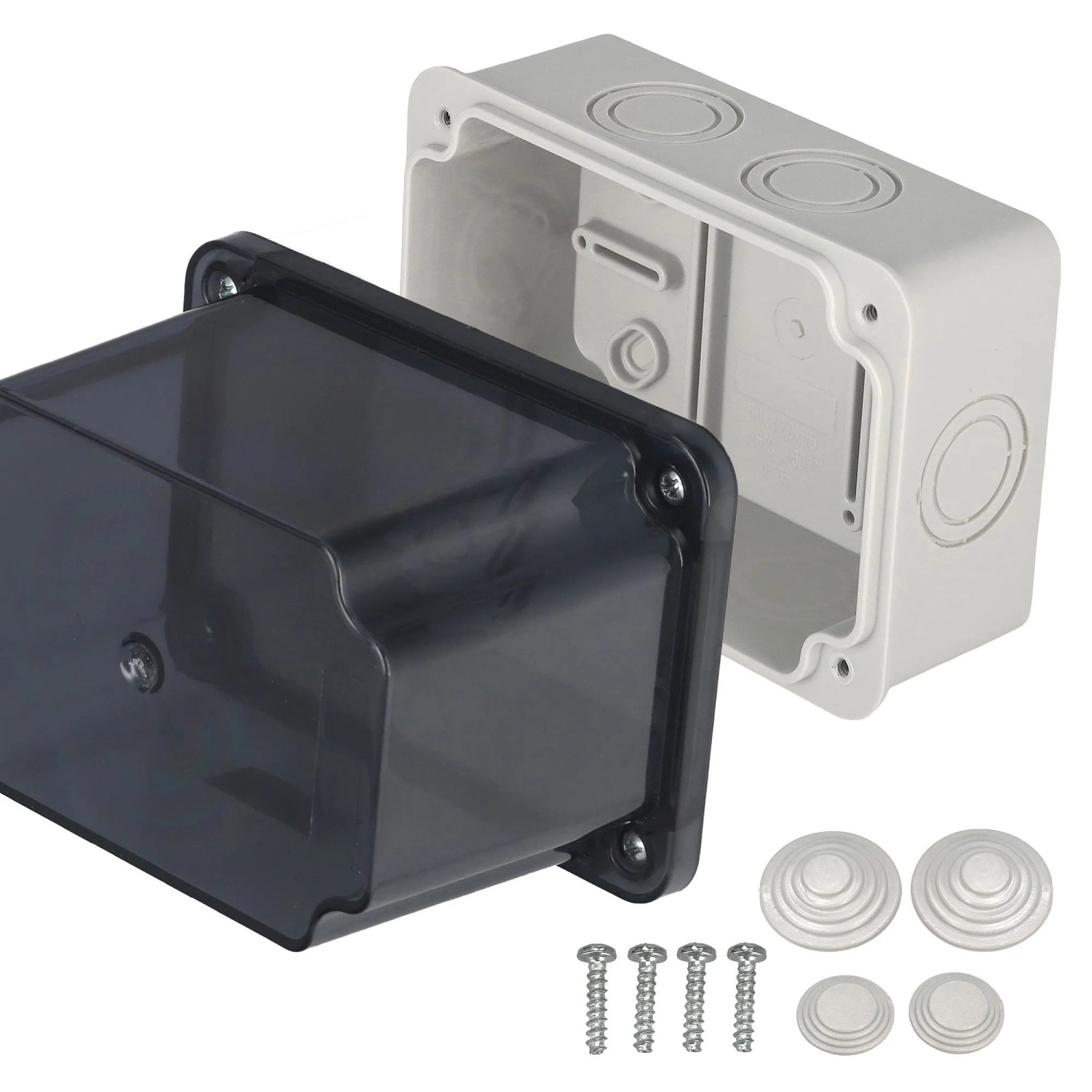 EDO Abzweigkasten Aufputz 80 x 120 x 120 mm Grau-Transparent IP65 ABS