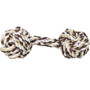 Jollypaw Tau-Hantel, 20 cm, Tauspielzeug für Hunde aus Baumwollgemisch in Beige, Braun und Weiß.