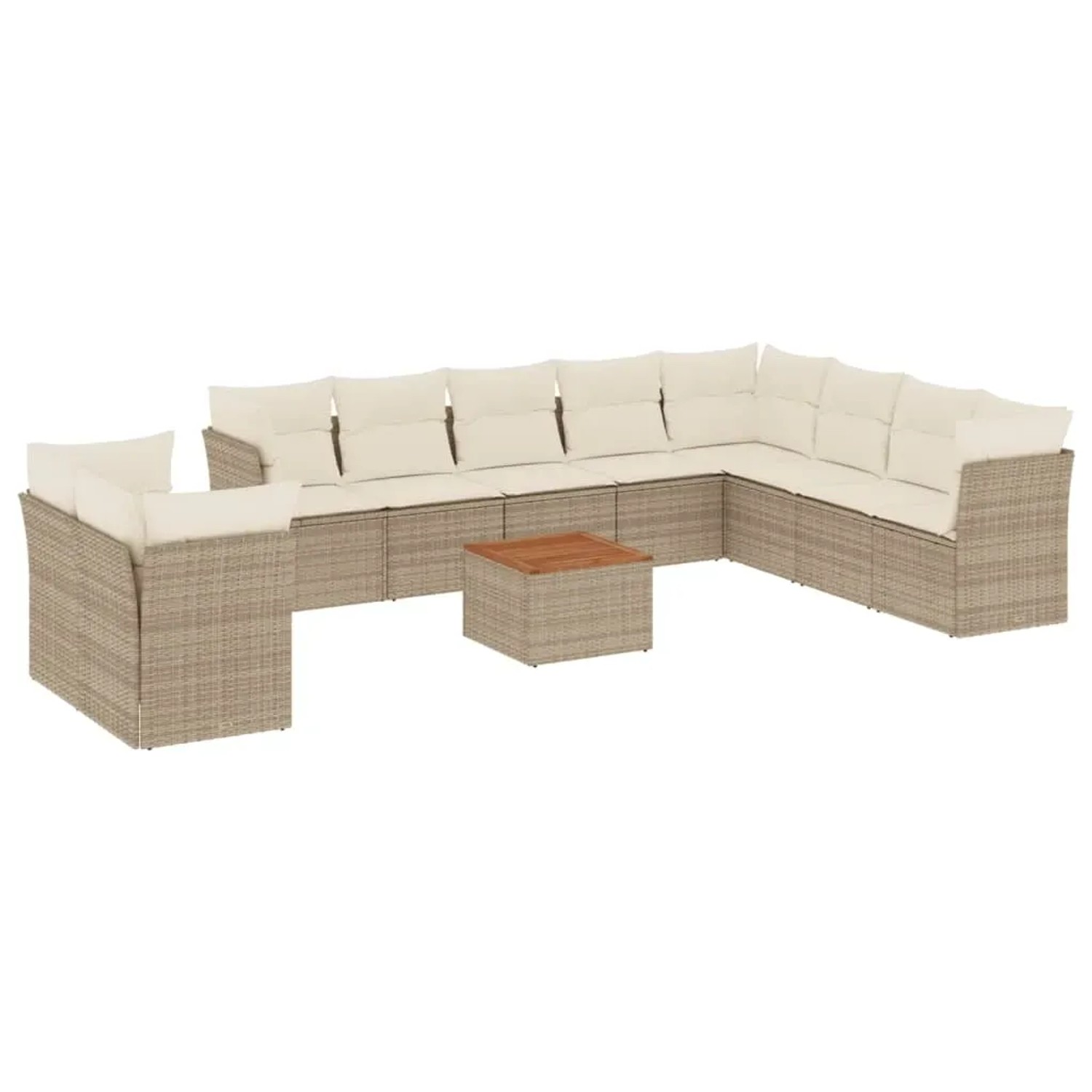 vidaXL 11-Tlg Garten-Sofagarnitur mit Kissen Beige Poly Rattan 3256051 günstig online kaufen