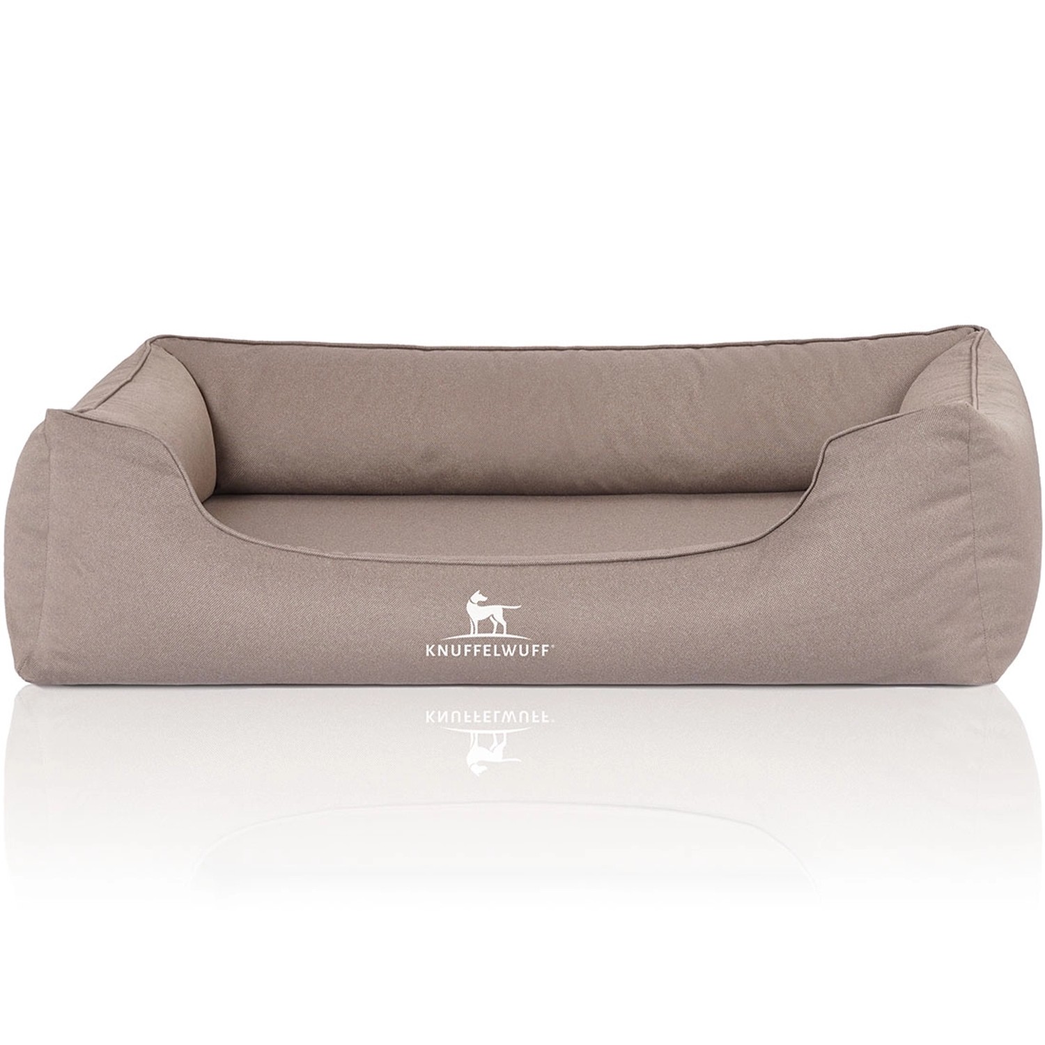 Knuffelwuff Hundebett Leon Orthopädisch Wasserabweisend Velours XXL 120 x 85cm Beige/Grau