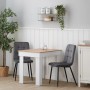 Homestyle4u Esszimmerstuhl 6er Set Anthrazit Samt mit Esstisch und Dekoration.