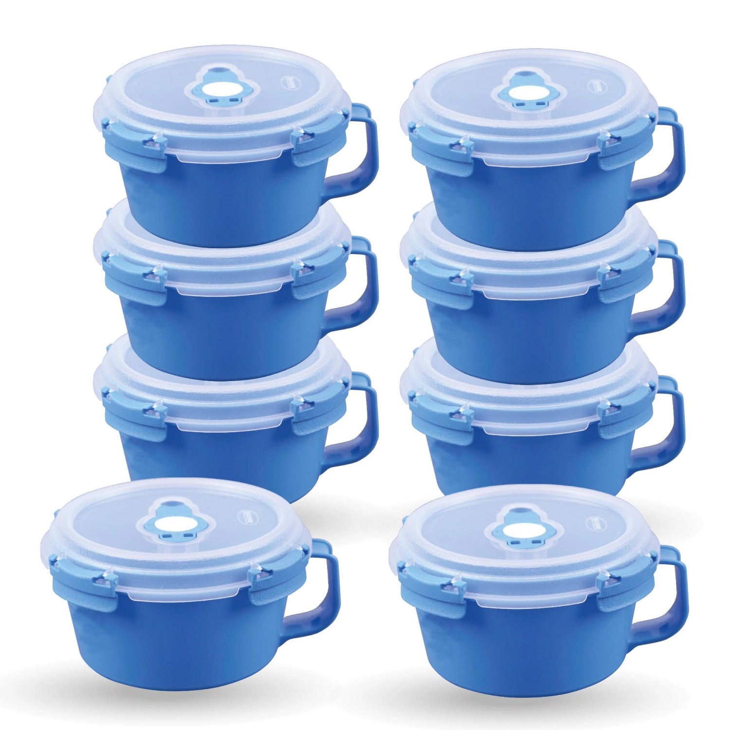 Bestlivings Frischhaltebox 0,85L Frühstücksschale Im Set Blau 8er Pack (Maße: 9cm | 13cm | 13cm)