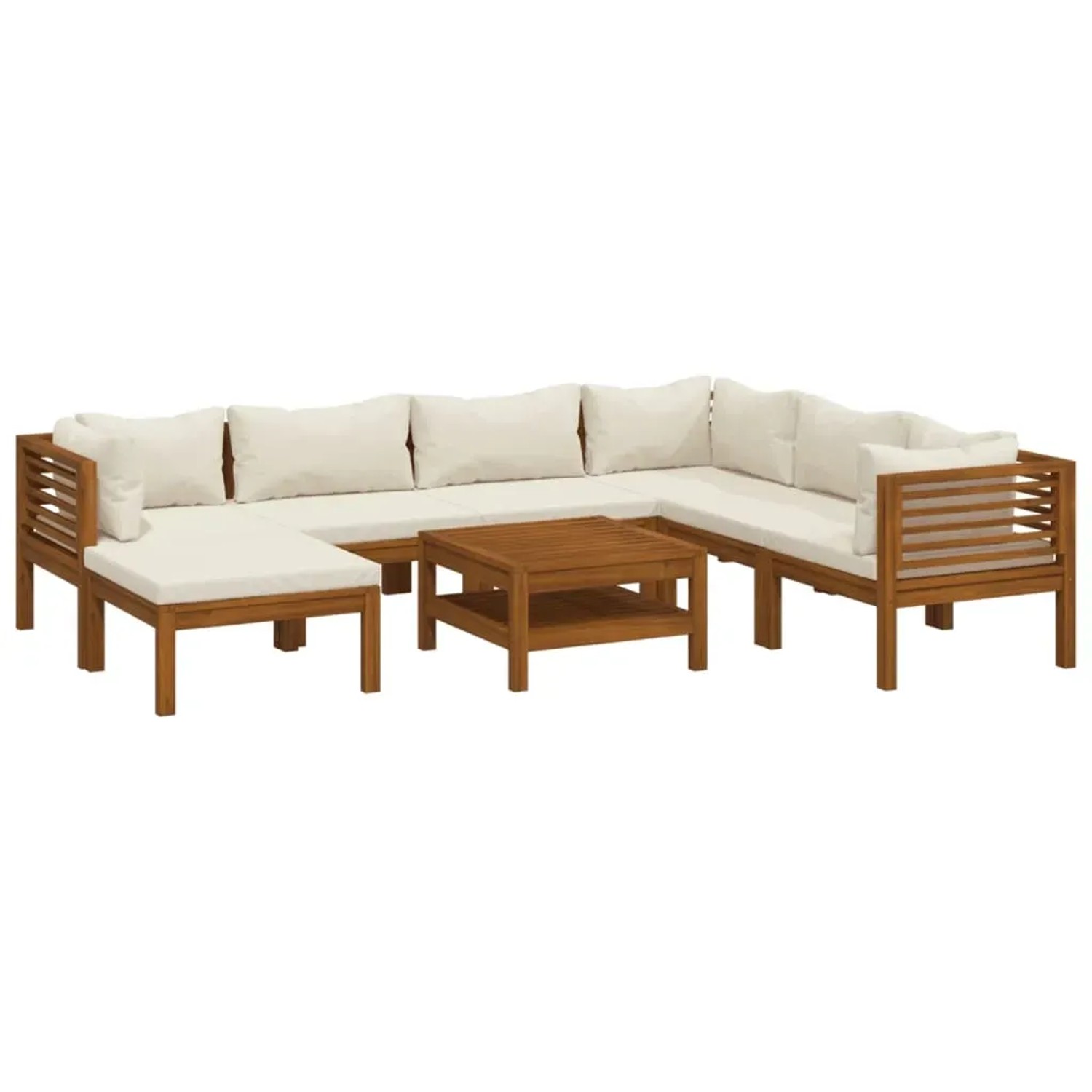vidaXL 8-Tlg Garten-Lounge-Set mit Creme Kissen Massivholz Akazie 3086940