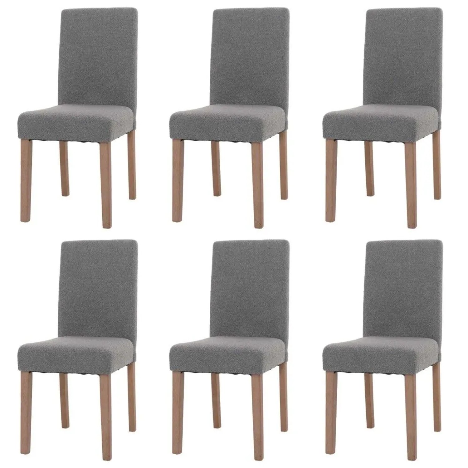 MCW Esszimmerstuhl Littau Boucle 6er-Set Grau Naturfarbene Beine