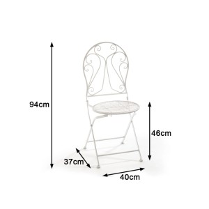 Kobolo Metallstuhl Gartenstuhl Klappstuhl Deko Stuhl Metall Cream H94 cm