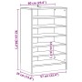 vidaXL Schuhschrank Betongrau aus Holzwerkstoff, 60x35x92 cm, mit 7 Fächern. Praktische Schuhkommode.