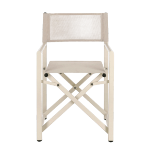 Bizzotto Regiestuhl Taylor in Beige, klappbarer Gartenstuhl aus Aluminium und Textilene.