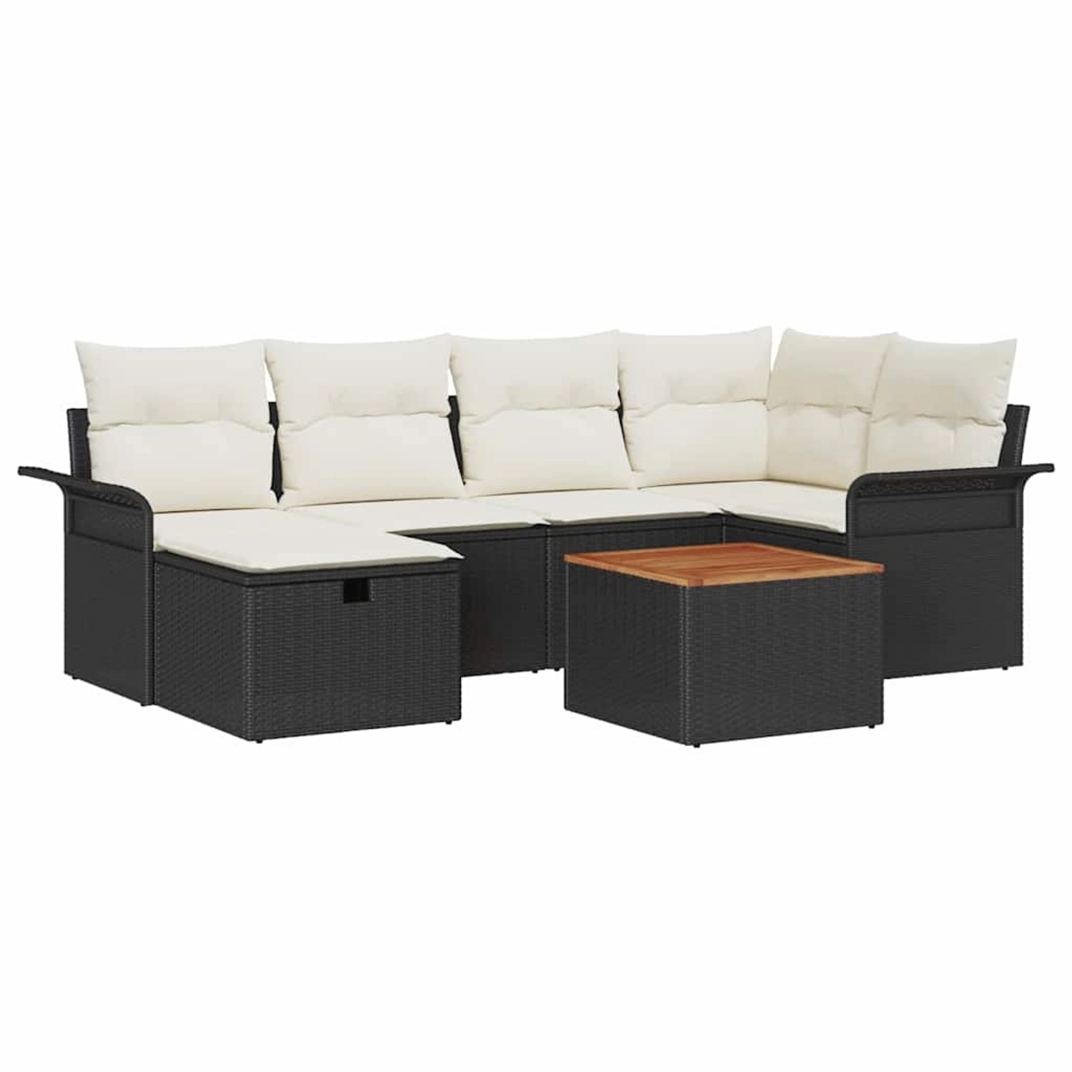 vidaXL Garten-Sofa-Set mit Kissen 7-Tlg Schwarz Poly Rattan 3360785 günstig online kaufen