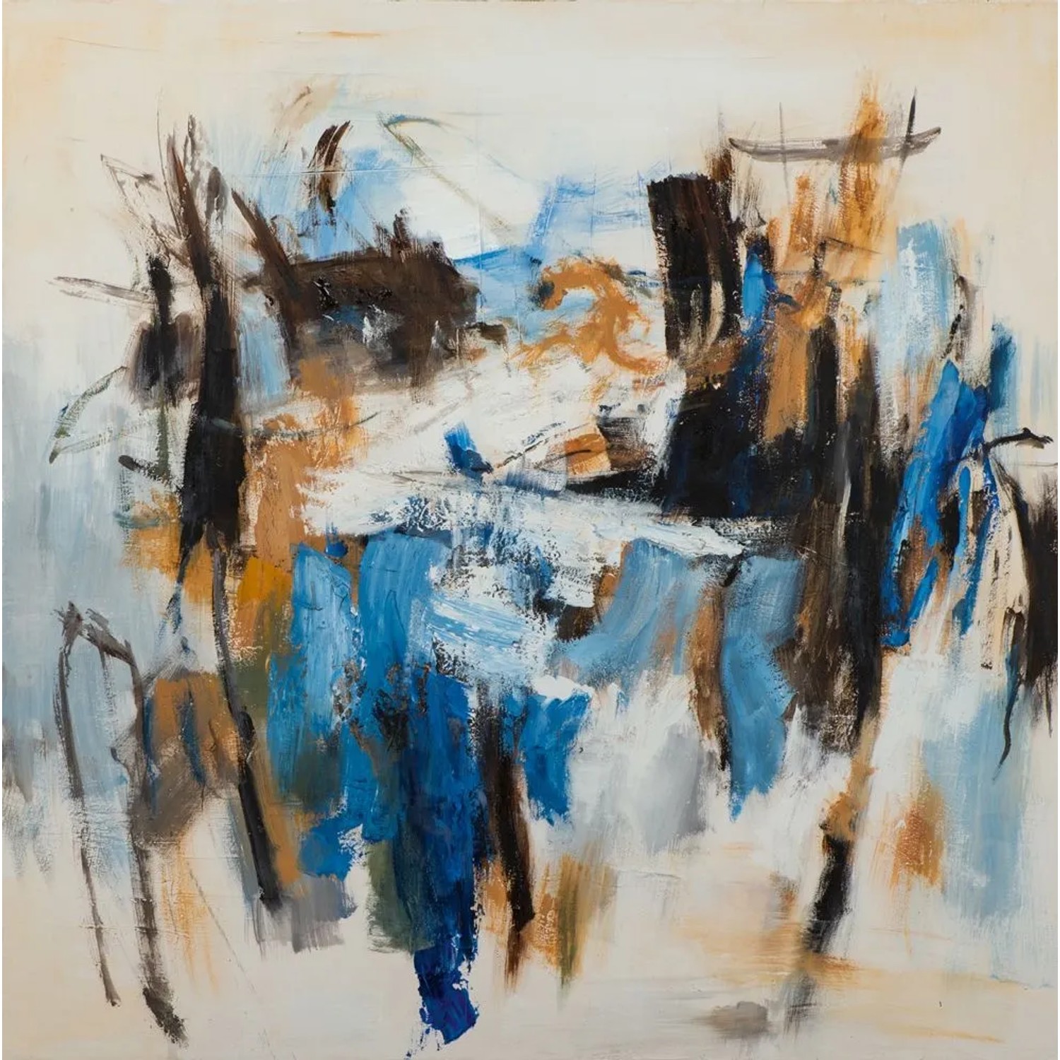 Art Universe Leinwandbild Blaue Akzente 115 x 115 cm