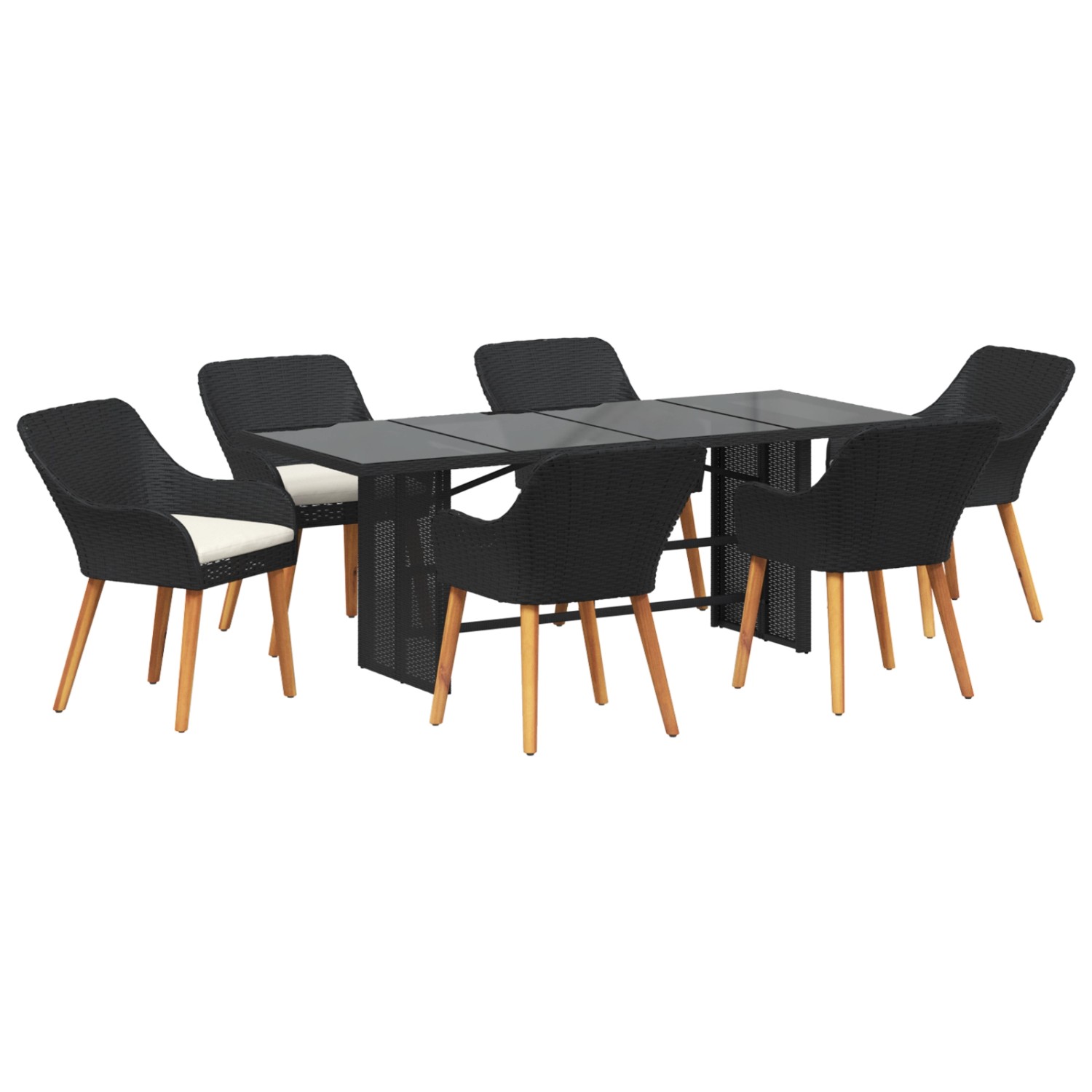 vidaXL 7-Teiliges Garten Essset Schwarz Poly-Rattan 3261621 günstig online kaufen