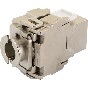 Schwaiger CAT 6A Keystone Modul aus Zinkdruckguss für Netzwerktechnik.