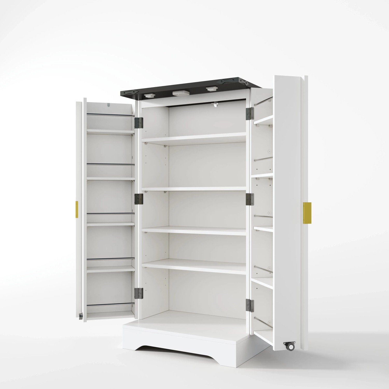 okwish Küchenschrank mit LED Sensorlicht Gewürzregal Verstellbare Regalböden 120x60x40cm Weiß
