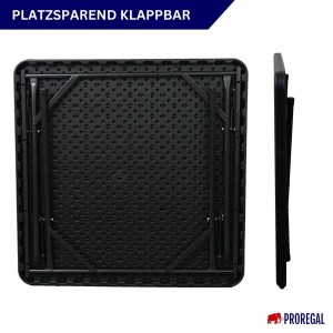 CHEFGASTRO Klapptisch, 86x86cm, schwarz. Wetterfester Gartentisch für 4 Personen, platzsparend klappbar.