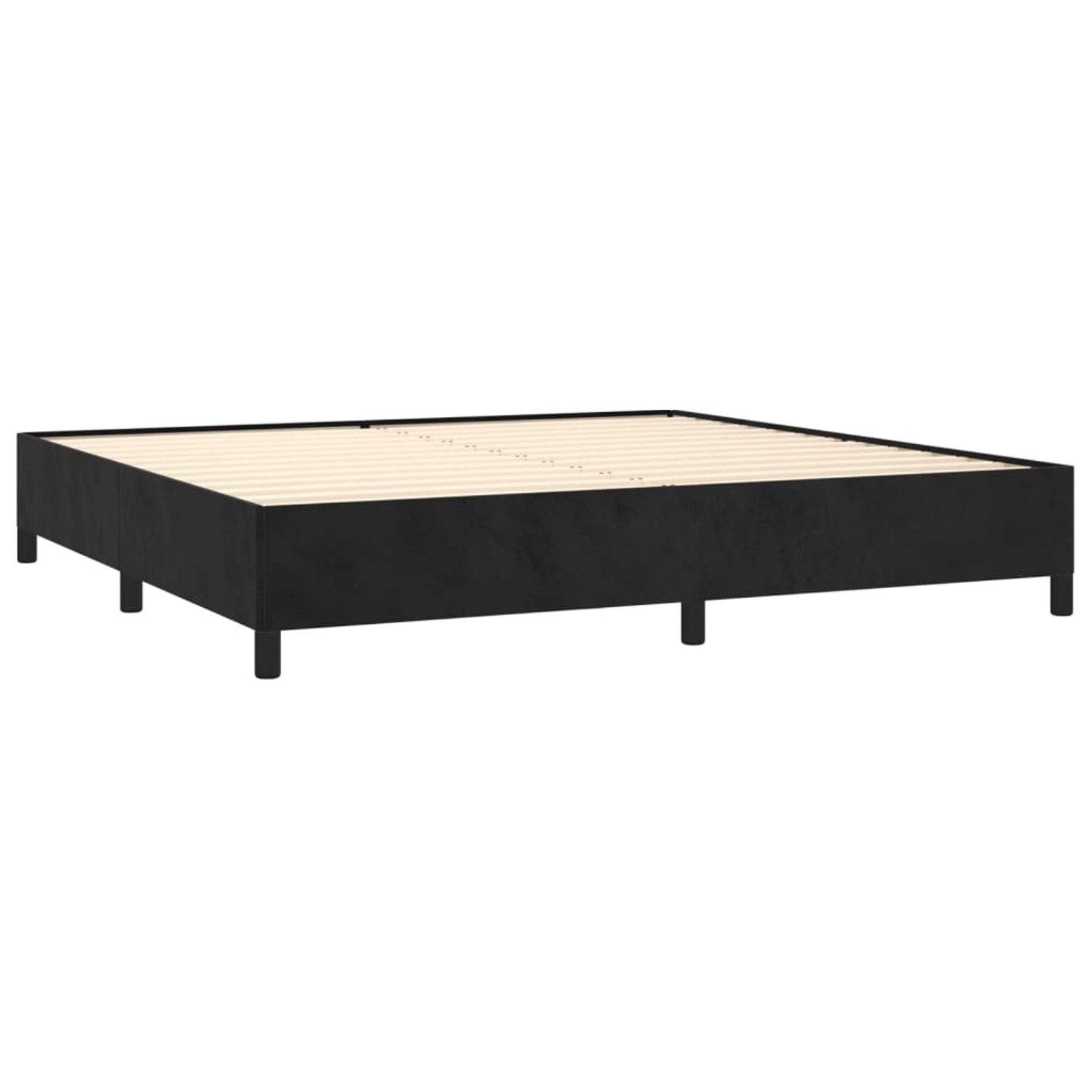 Schwarzes vidaXL Boxspringbett 200x200 cm mit Lattenrost, ohne Matratze.
