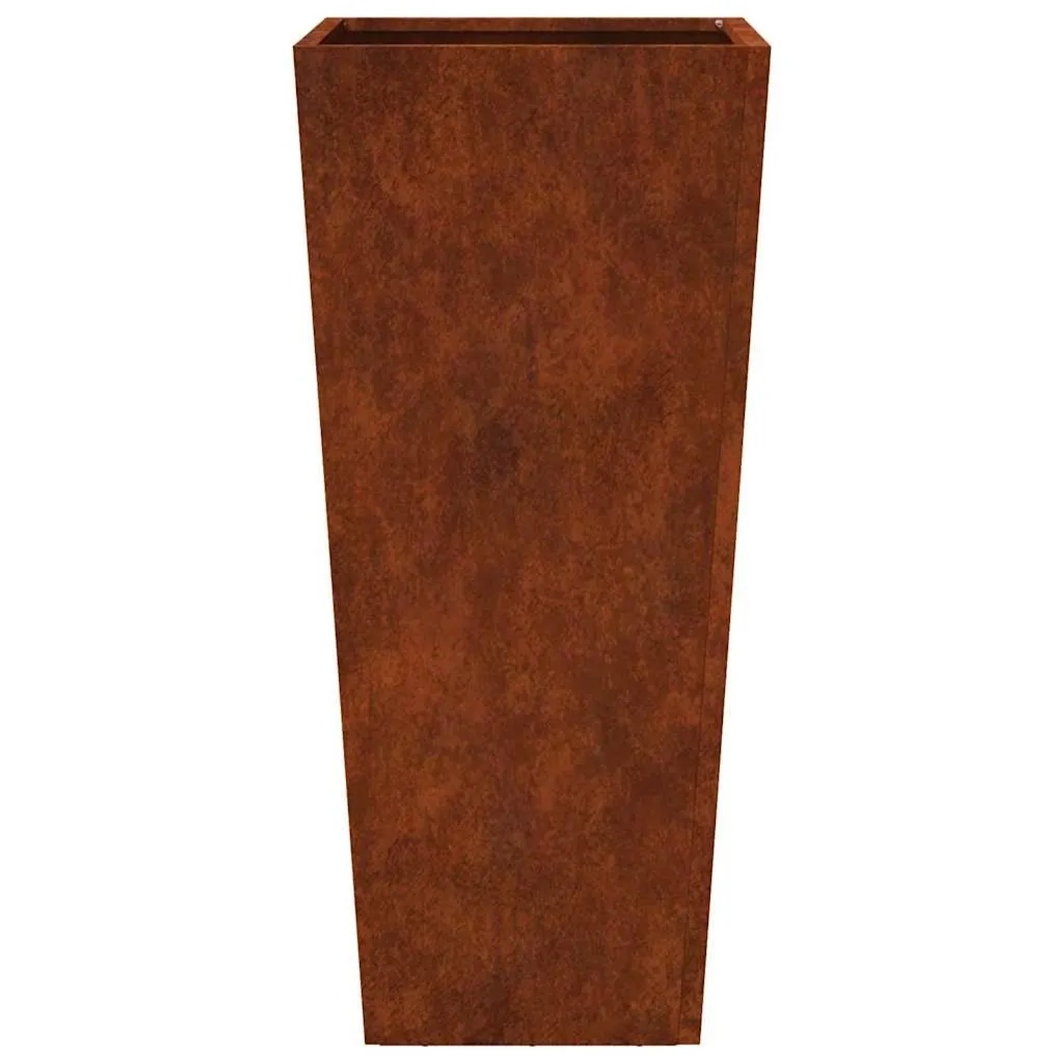 Hoher, rechteckiger Pflanzkübel aus wetterfestem Stahl in Rostoptik für Garten & Terrasse, 35x35x75 cm.