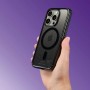Schwarze Hama Handyhülle Extreme Protect für iPhone 16 Pro, magnetisch, D3O-Schutz, in Hand gehalten.