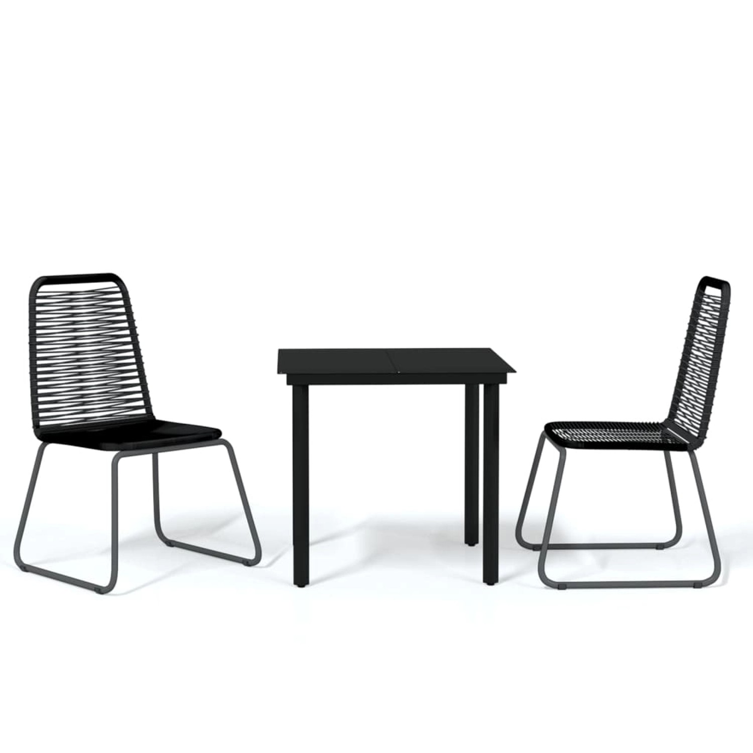 vidaXL 3-Tlg Garten-Essgruppe Schwarz 3099089