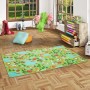 Bunter Snapstyle Kinder Spielteppich mit Campingplatz-Motiv, 80x200cm.
