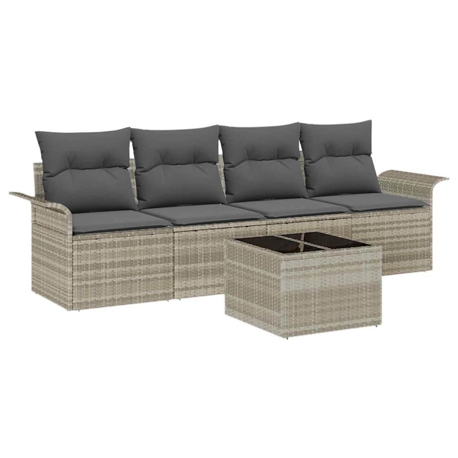 vidaXL Garten-Sofa-Set 5-Tlg Hellgrau Poly Rattan 3345232 günstig online kaufen