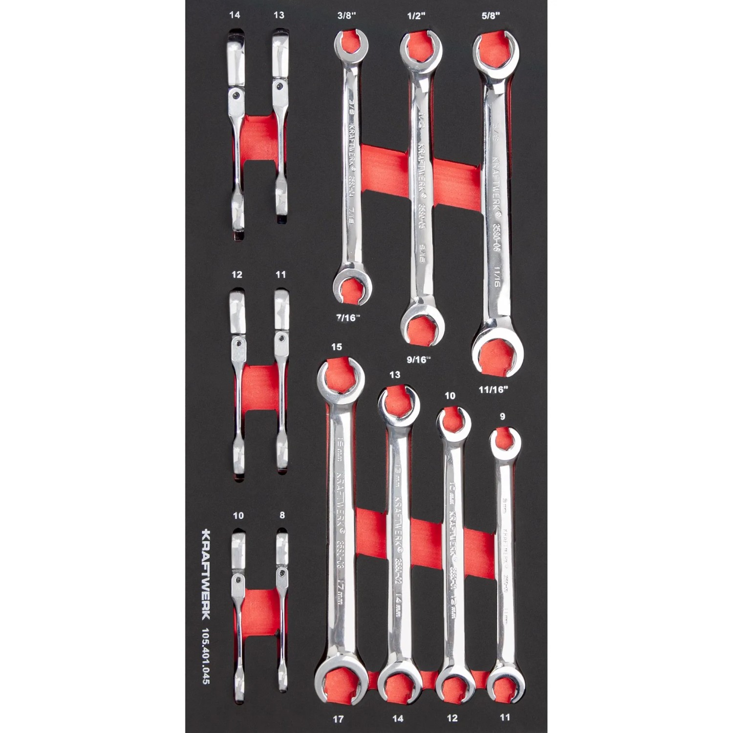 Kraftwerk Werkzeug-Set Offene Doppelringschlüssel 13-tlg 20 x 40