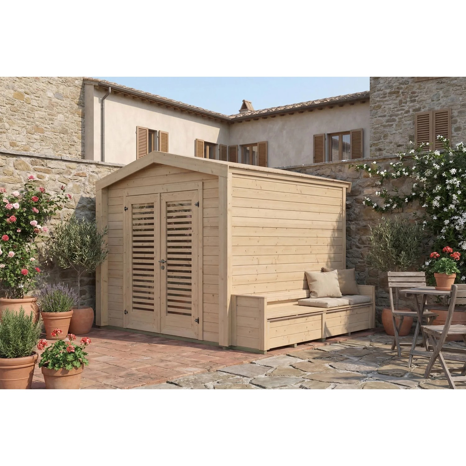 Weka Holz-Gartenhaus Killarney Satteldach Natur Unbehandelt 308 cm x 263 cm
