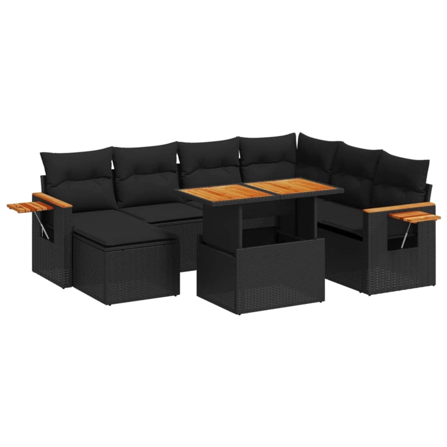 vidaXL 8-Tlg Garten-Sofagarnitur mit Kissen Schwarz Poly Rattan 3273631 günstig online kaufen