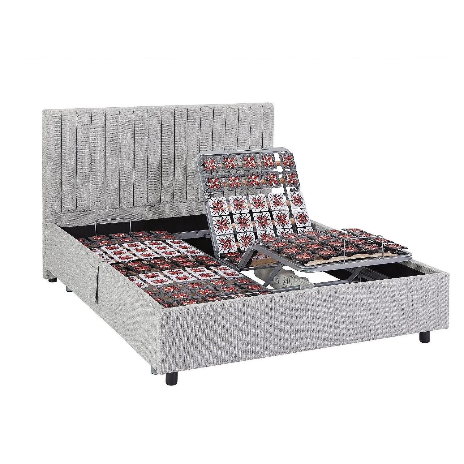Vente-unique Bett Mit Elektrischem Lattenrost Nalu Grau 204 cm  12 cm