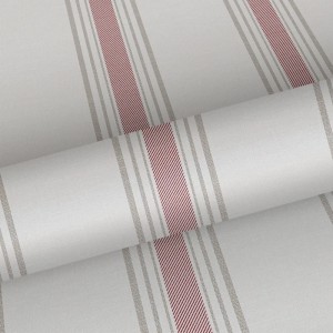 Sanders & Sanders Vliestapete: Rote und graue Streifen auf hellem Grund. Ideal für Landhausstil.
