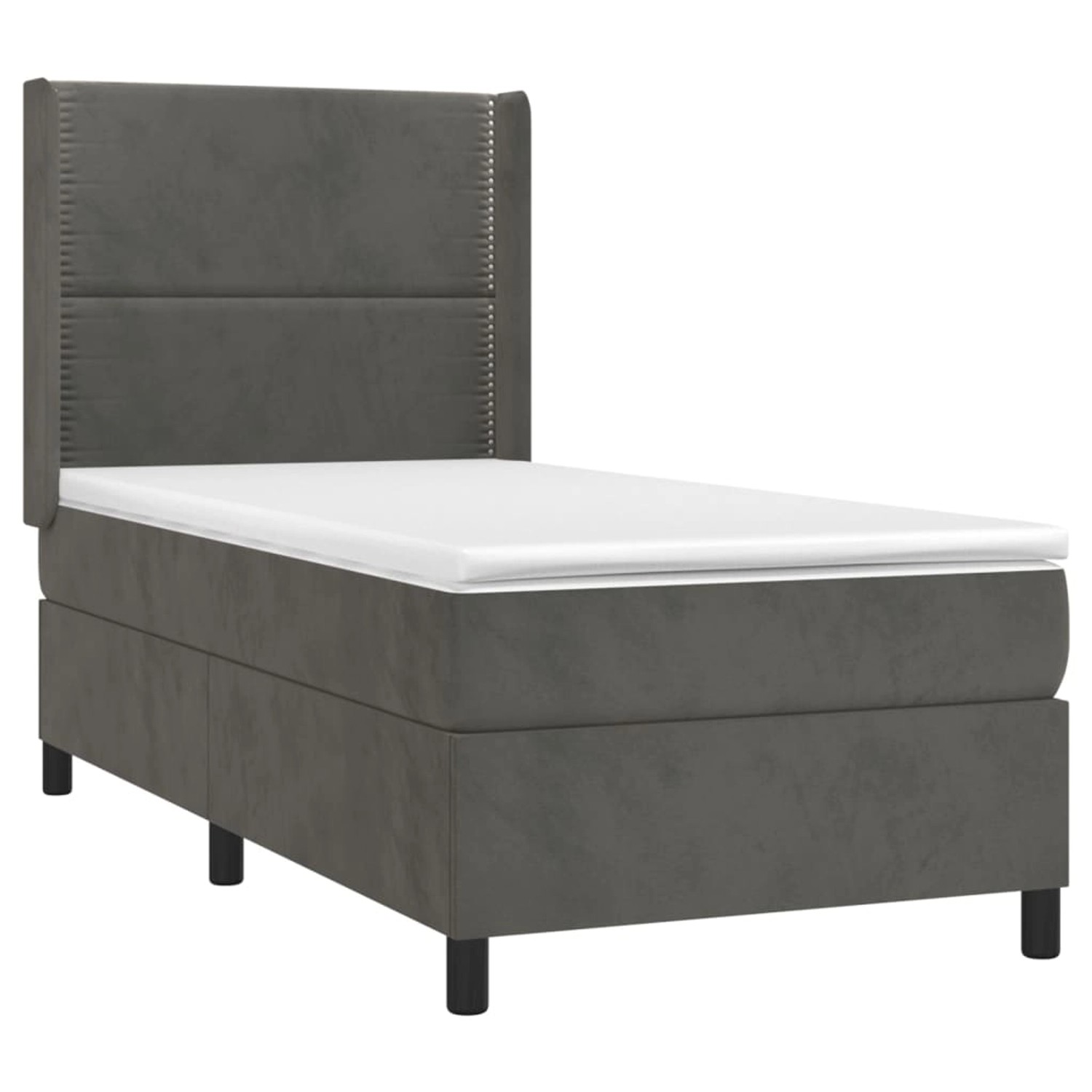 vidaXL Boxspringbett mit Matratze & LED Dunkelgrau 100x200 cm Samt 3139488 günstig online kaufen
