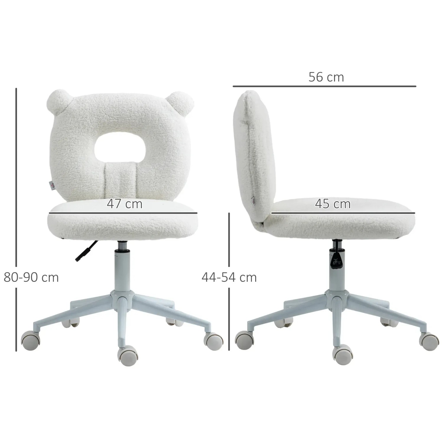 HOMCOM Bürostuhl mit Teddy-Vlies Bezug, höhenverstellbar und bis 120 kg belastbar.