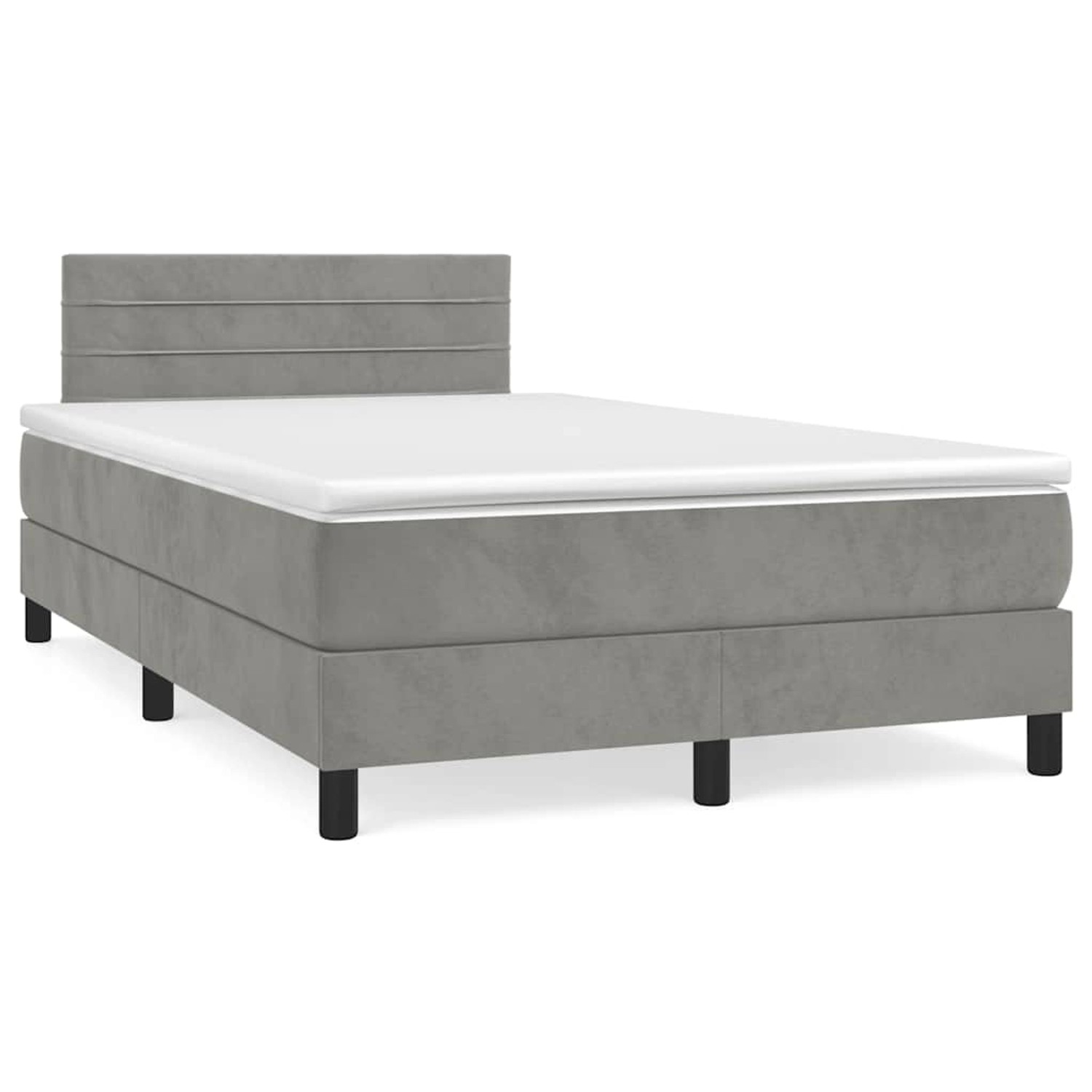 vidaXL Boxspringbett mit Matratze & LED Hellgrau 120x190 cm Samt 3270159 günstig online kaufen