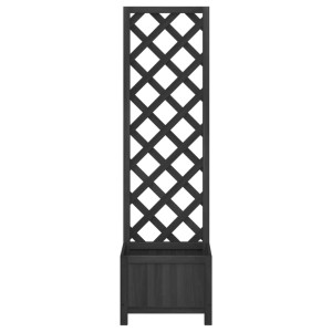 Schwarzer vidaXL Pflanzkübel mit Rankgitter aus Tannenholz für Kletterpflanzen im Garten.