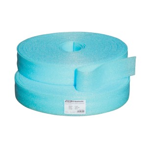 Rolle hellblauer PE-Randstreifen, 5 mm dick, zur Dämmung und Trittschalldämmung.