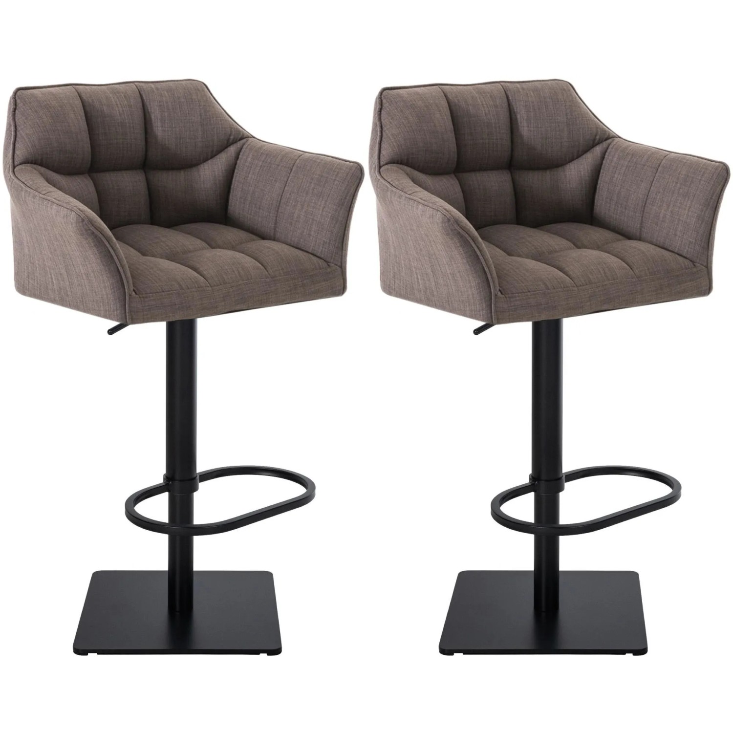 CLP 2er Set Barhocker Damaso Stoffbezug Grau/Schwarz