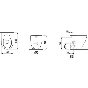 Technische Zeichnung Laufen Stand-WC Pro, Abgang variabel, ohne Zubehör.