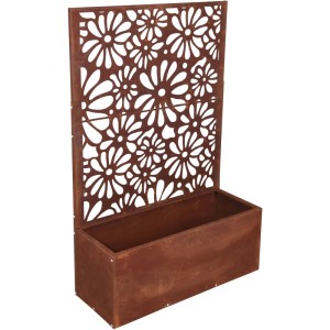 Rostbrauner Garden Pleasure Pflanzkübel Kilian mit Sichtschutz (118x78x30cm) aus Stahl.