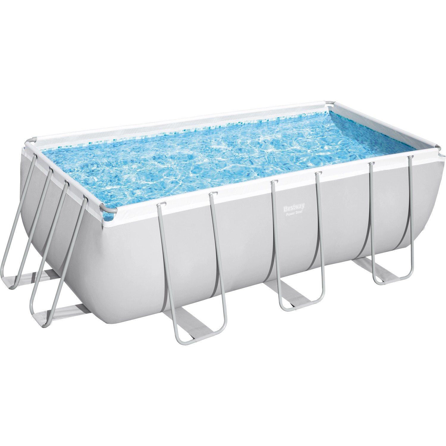 Bestway Frame Pool-Set Power Steel 412 x 201 x 122 cm Lichtgrau Eckig