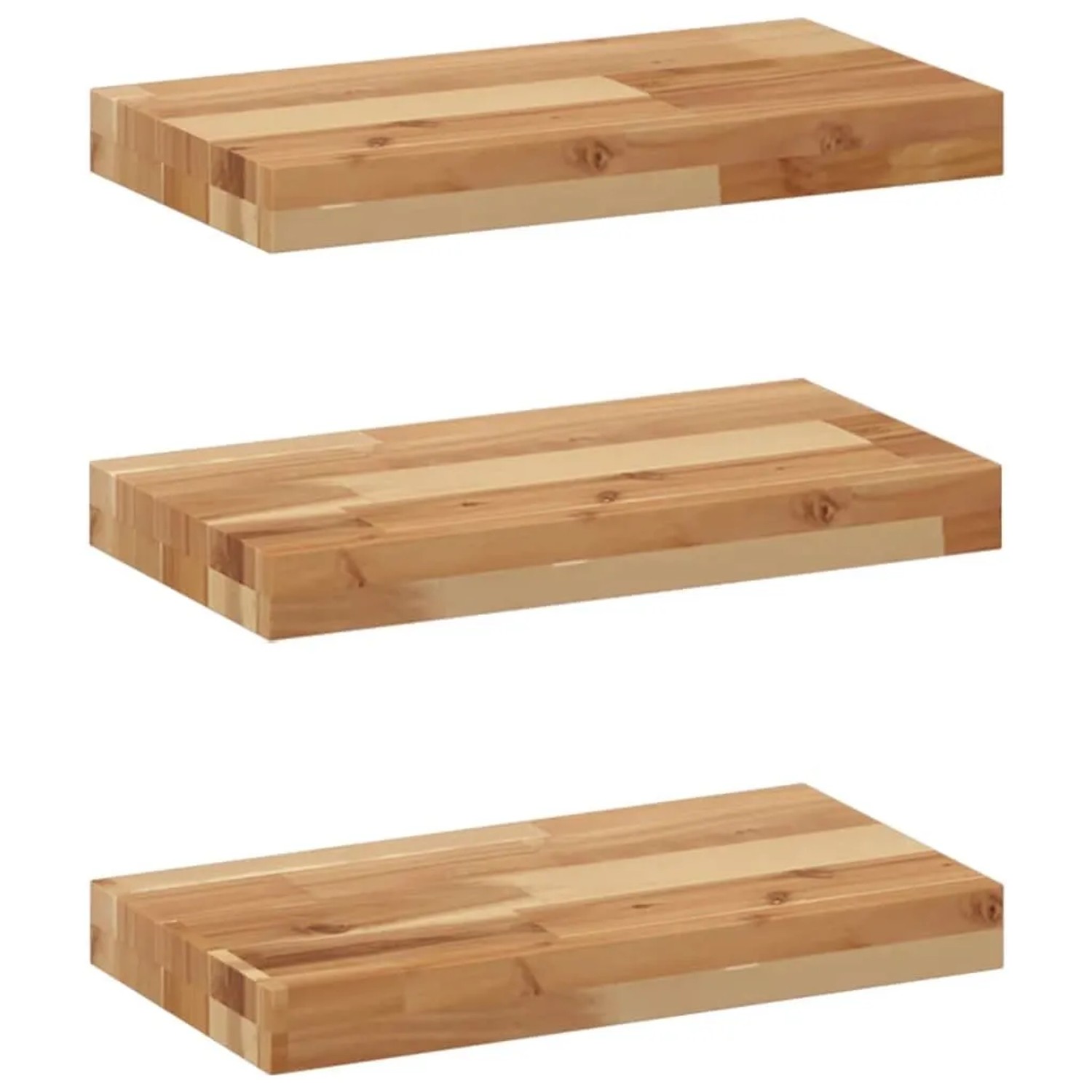 vidaXL Schweberegale 3 Stk 60x20x4 cm Massivholz Akazie Ölbehandelt 3279581