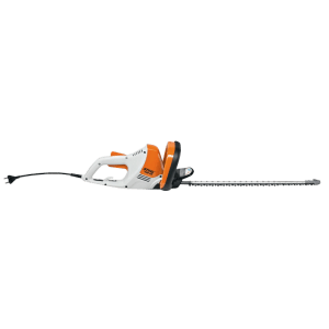 Stihl Elektro-Heckenschere HSE 52 Orange-Grau mit langem Schneidmesser für Hecken und Sträucher.