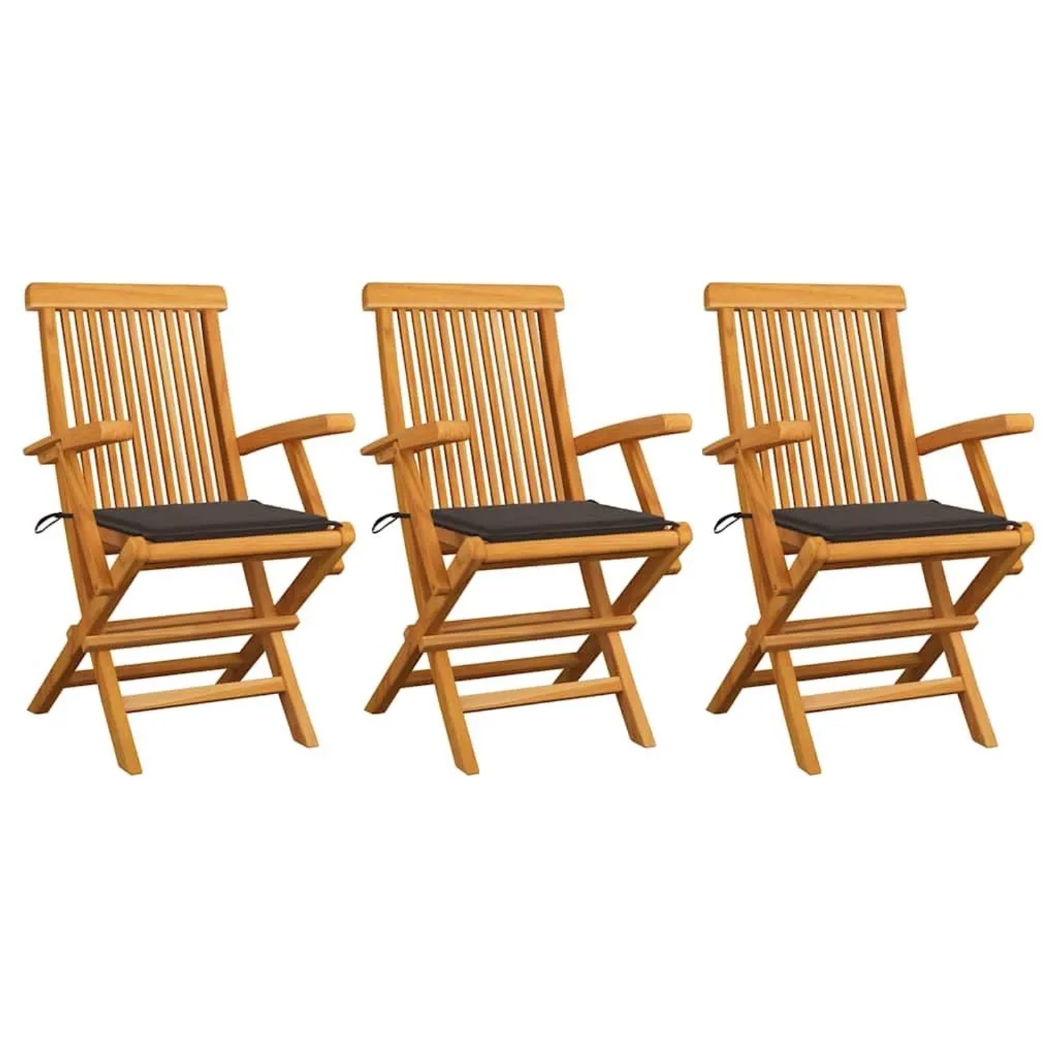 vidaXL Gartenstühle mit Taupe Kissen 3 Stk Massivholz Teak 3062522 günstig online kaufen