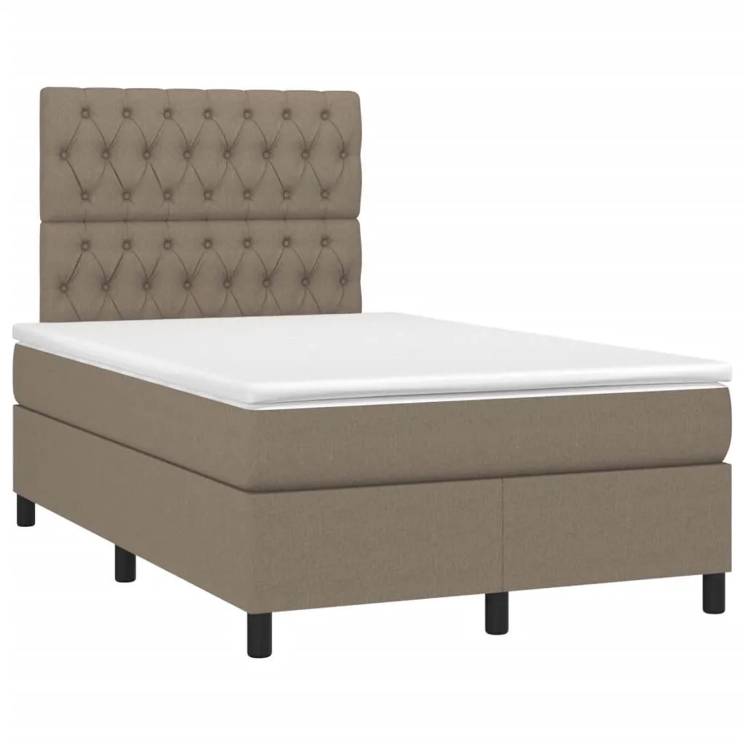 vidaXL Boxspringbett mit Matratze Taupe 120x190 cm Stoff 3269906