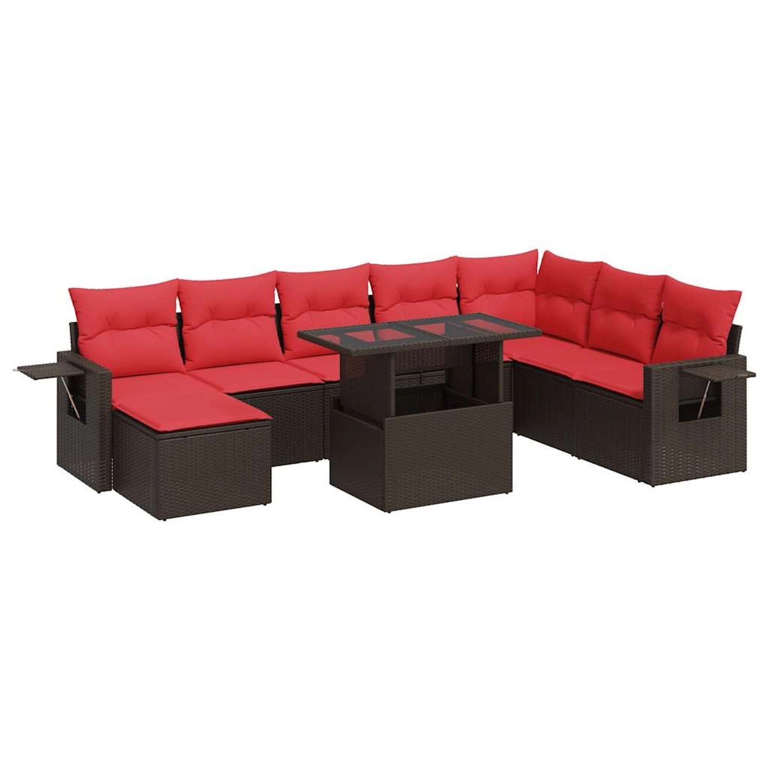 vidaXL 9-Tlg Garten-Sofagarnitur mit Kissen Braun Poly Rattan 3327884 günstig online kaufen