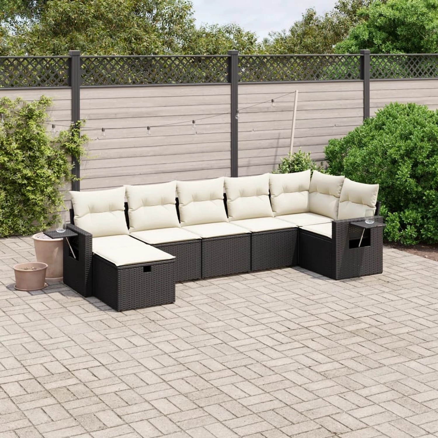 vidaXL 7-tlg Garten-Sofagarnitur mit Kissen Schwarz Poly Rattan Modell 204 günstig online kaufen