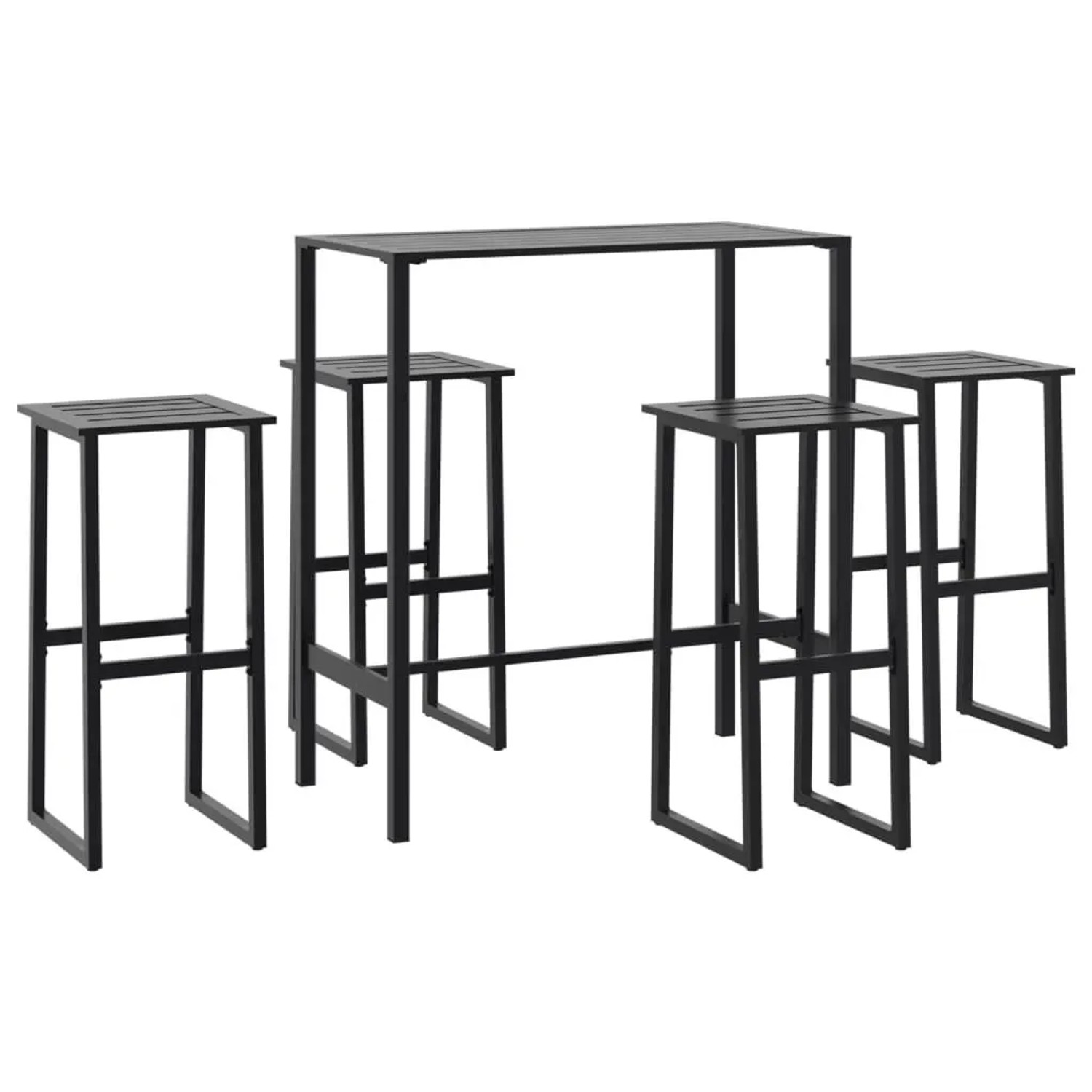 vidaXL 5-Tlg Gartenbar-Set Schwarz Pulverbeschichteter Stahl 3283751