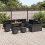 Schwarzes 14-tlg. vidaXL Garten-Sofa-Set aus Poly Rattan mit Tisch und Hockern.