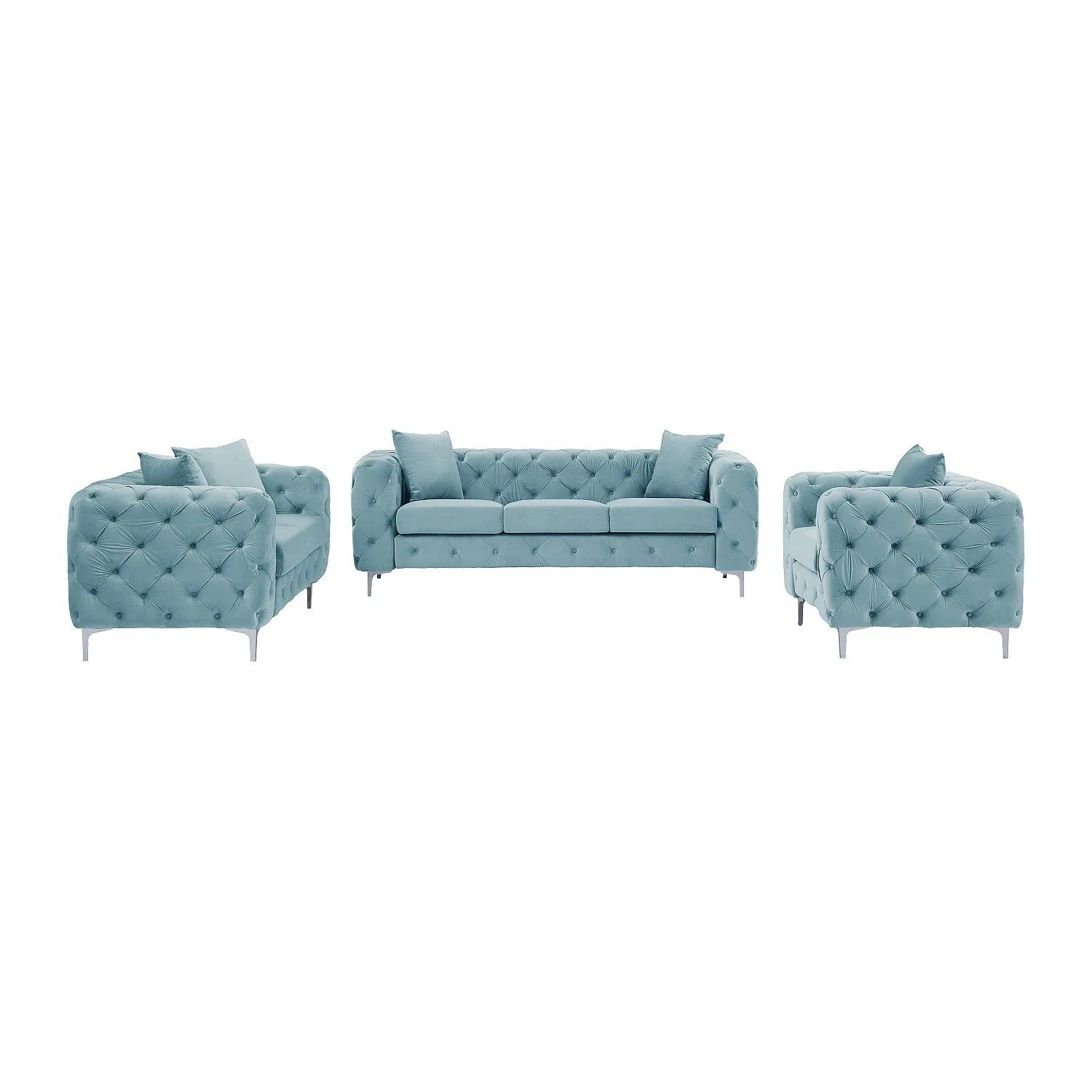 Vente-unique Couchgarnitur Mit Sessel Edwina Hellblau 162 cm  106 cm  220 cm