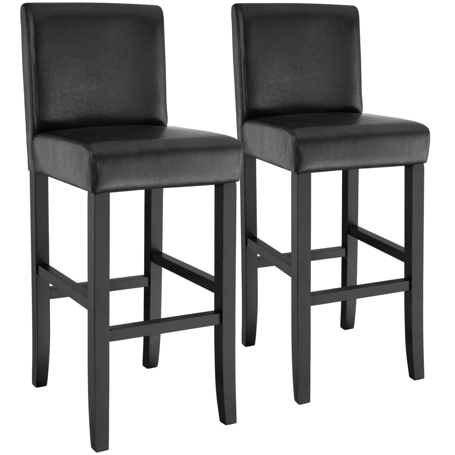 Tectake Barhocker  Gepolstert Mit Rückenlehne Bezug Aus Kunstleder 2Er Set 41 x 40 x 107 cm Schwarz