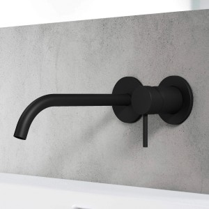 Hansa Waschtisch-Wandarmatur HANSAPUBLIC, 22,5 cm Ausladung, in Schwarz-Matt.